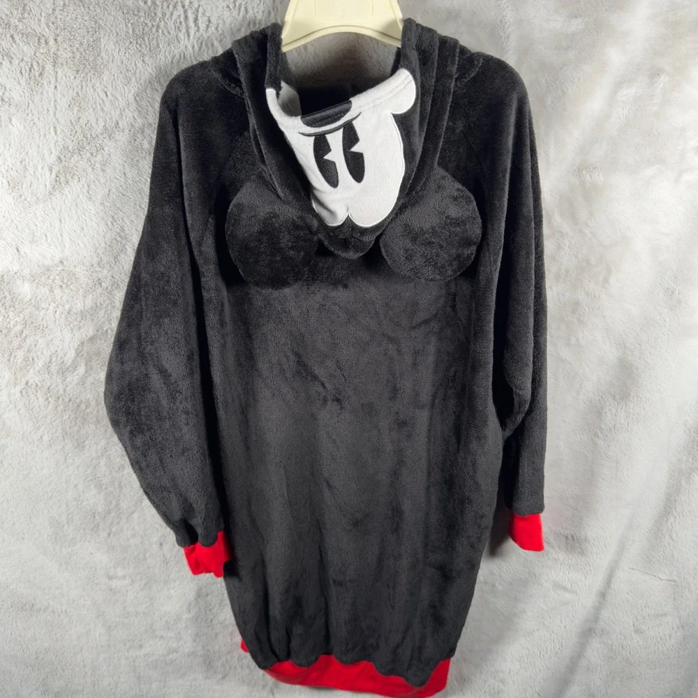 Disney Mickey Mouse Plush Fleece Oversized Hoodie Sleep Shirt‎ Black Red Small - Picture 9 of 10